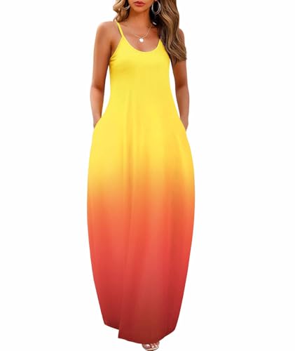 Image of Wolddress Womens Maxi Dress with Pockets 2026 Casual Strap Plus Size Loose Plain Long Office Summer Beach Travel Dresses S-5X
