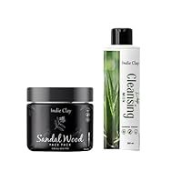 Indie Clay Sandal Wood Face Pack 180gm Deep Cleansing Milk 200ml Skin Cleanser Tones Tightens and Moisturizes the Skin Designed For Daily Use