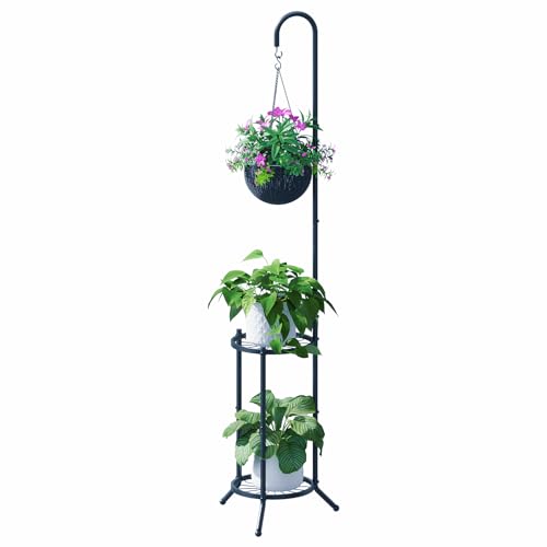 2-tier Hanging Plant Stand Plant Hanger Indoor Outdoor Corner Plant