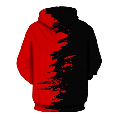Munweiyu Sweat à capuche pour homme Halloween bicolore - Sweat à capuche sanglant - Sweat à capuche horreur - Streetwear - Motif sang - Pull festif, A2 rouge., M – vue 4