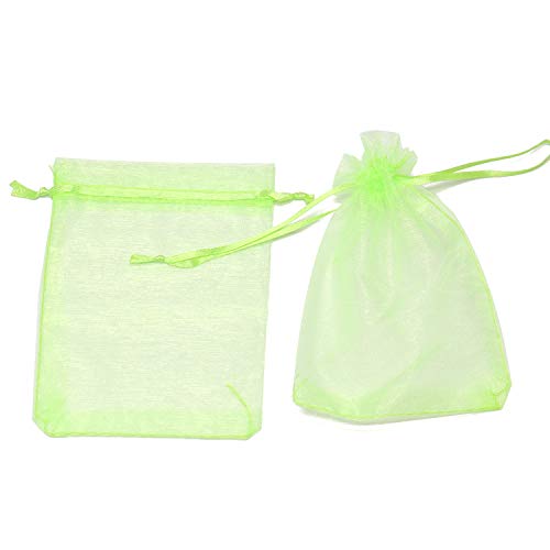 Image of Dealglad 100pcs Drawstring Organza Jewelry Candy Pouch Party Wedding Favor Gift Bags (5x7, Light Green)