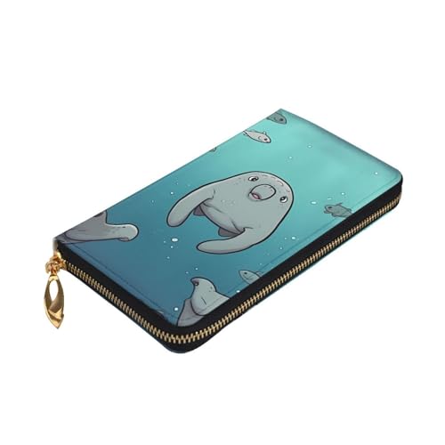 Crazy Save Manatee Wallet For Women Men Clutch Rfid Blocking Leather Wallets Large Capacity Purse Credit Card Holder Money Case With Zipper Phone Holder Long Travel Purse3