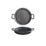 Plato para hornear Bandeja de cerámica de doble oreja for horno, plato occidental for carne, apto for microondas, utensilios, 25,5 x 21 x 4 cm(Gray)