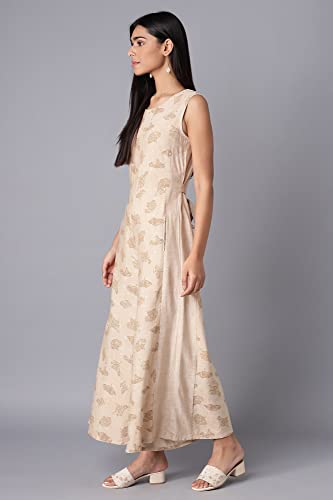 Image of W For Woman Almond Beige Printed Jumpsuit