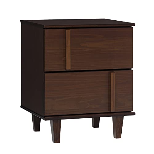 Walker Edison Sprague Contemporary Detailed Drawer Solid Wood Nightstand, 20 Inch, Walnut