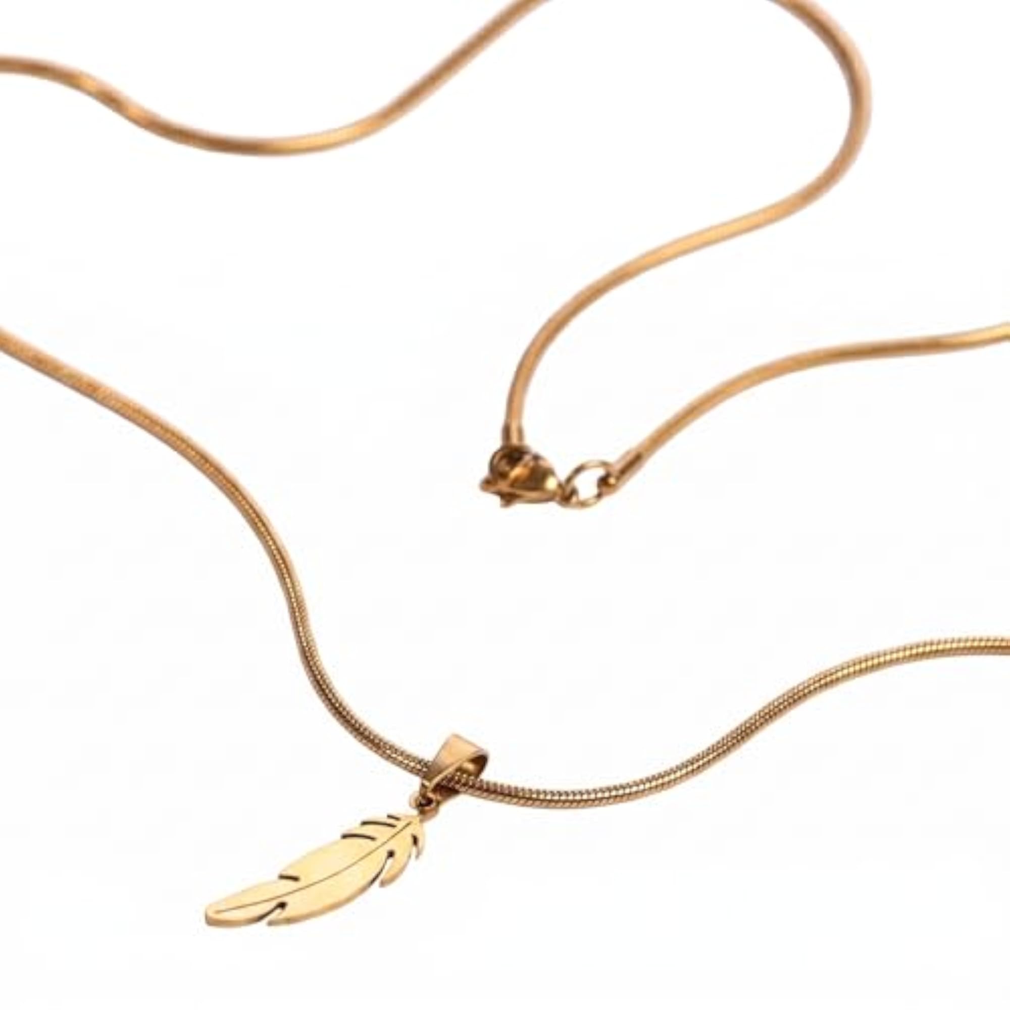 Men's Stylish Stainless Steel Feather Pendant Necklace