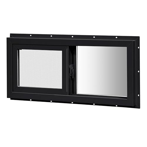 COLORPAPA Vinyl Basement Sliding Window 32 x 14 Black
