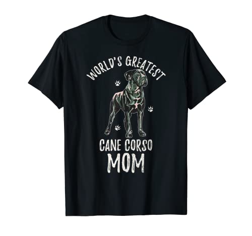 Mundo maior Cane Corso Mom Funny Dog Mama Mastiff Lover t-shirt, Preto, S
