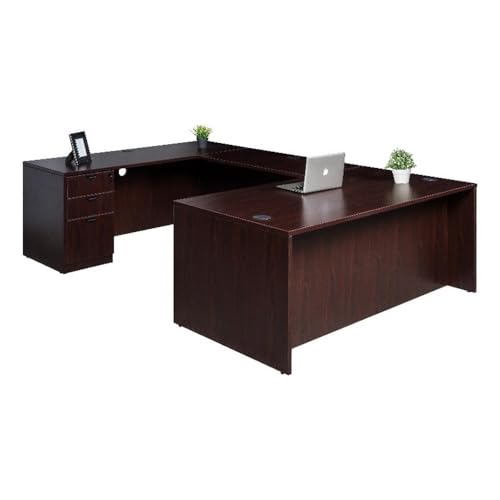 Boss Office Products Holland 66" Executive U-Shape Desk with File...
