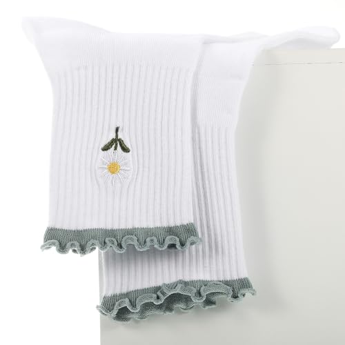 Image of Jeyiour Summer Cute Pilates Socks Women Bow Nonslip Ruffle Yoga Socks with Grip Barre Pilates Gift for Work Dance Fitness