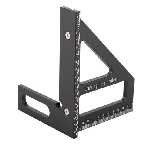 Woodworking Square Protractor: Precision 45 90 Degree Miter Triangular Ruler for Engineers and Carpenters, Wen Square Measuring Tool (Black)