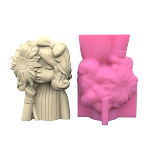Candlestick Epoxy Casting Mold Girl Silicone Flower Pot Mold Pen Holder Mold