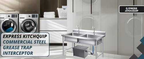 Commercial Grease Trap Interceptor – Heavy Duty Carbon Steel 20 LB Grease Trap for Restaurant or Food Truck Kitchen Waste