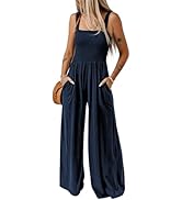 Dokotoo Women's Casual Loose Overalls Jumpsuits One Piece Sleeveless Wide Leg Long Pant Rompers W...