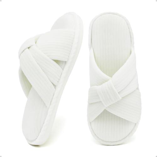 Gecgucy House Slippers for Women Indoor Cute Comfy Open Toe Crossband Slipper for Woman Girls and Ladies use in Bedroom, Living room and Outdoor around the Home