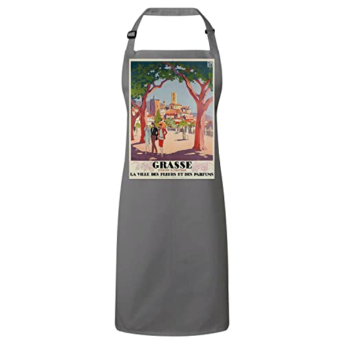 Affiche Vintage Grasse France Art Déco, poster cuisine premium gris style années 30