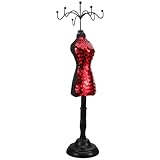 Milisten Espositore per Gioielli e Orecchini Rosso Paillettes, Porta Collane Organizer Elegante per Esposizione e Uso Domestico, Supporto Manichino Portagioie per Donna e Vetrina