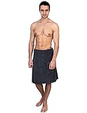 TowelSelections Mens Shower Wrap Adjustable Cotton Terry Cloth Spa Bath Towel Wrap Sauna Gym Towels for Men X-Large-XX-Large Charcoal