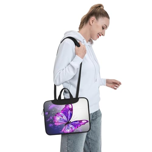 Maletín para portátil con diseño mariposa morada miniatura 3