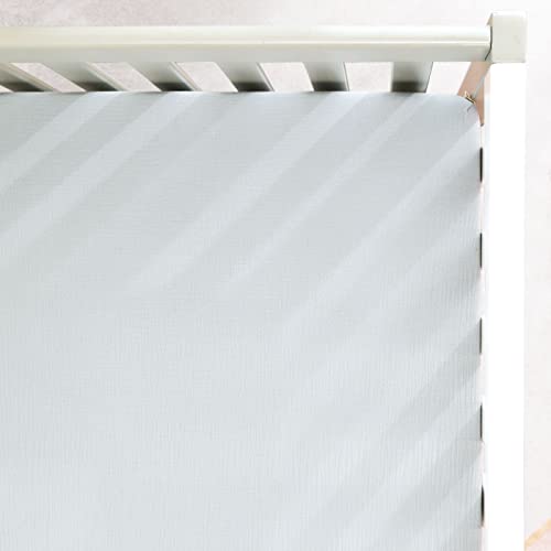 Image of GRSSDER Soft Muslin Crib Sheet 1 Pack, 100% Cotton Crib Sheets with Deep Pocket for Boys and Girls, Fit Standard Crib Mattresses 52 inch x 28 inch Safe and Snug, Misty Blue