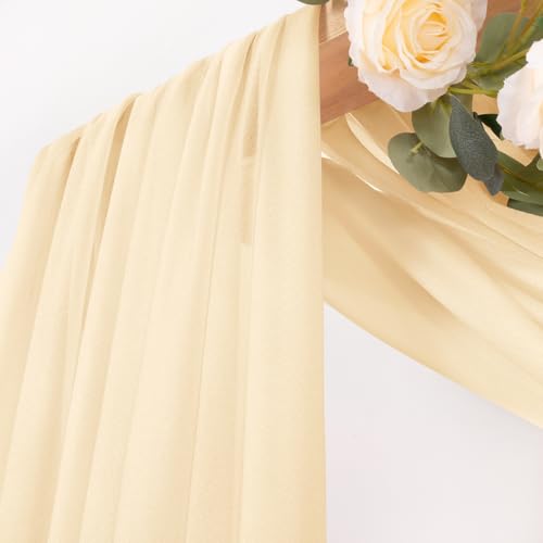 Image of MLMC Champagne Wedding Arch Draping Fabric 2 Panels 29 inch x 20 FT Extra Long Gauze Drapes Sheer Backdrop Curtains 6.6 Yards Outdoor Drapery Panels for Wedding Baby Shower Party Ceiling Decoration