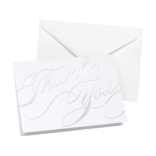 Hortense B. Hewitt 50-Count Silver Foil Unending Gratitude Thank You Note Cards, 4.8