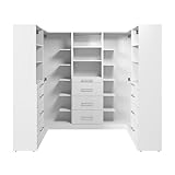 Bestar 95W x 61D Modular U-Shaped Closet Organizer System, Walk-in Closet with Rods, Shelves, and Drawers, Slab Style, Florence Collection, White