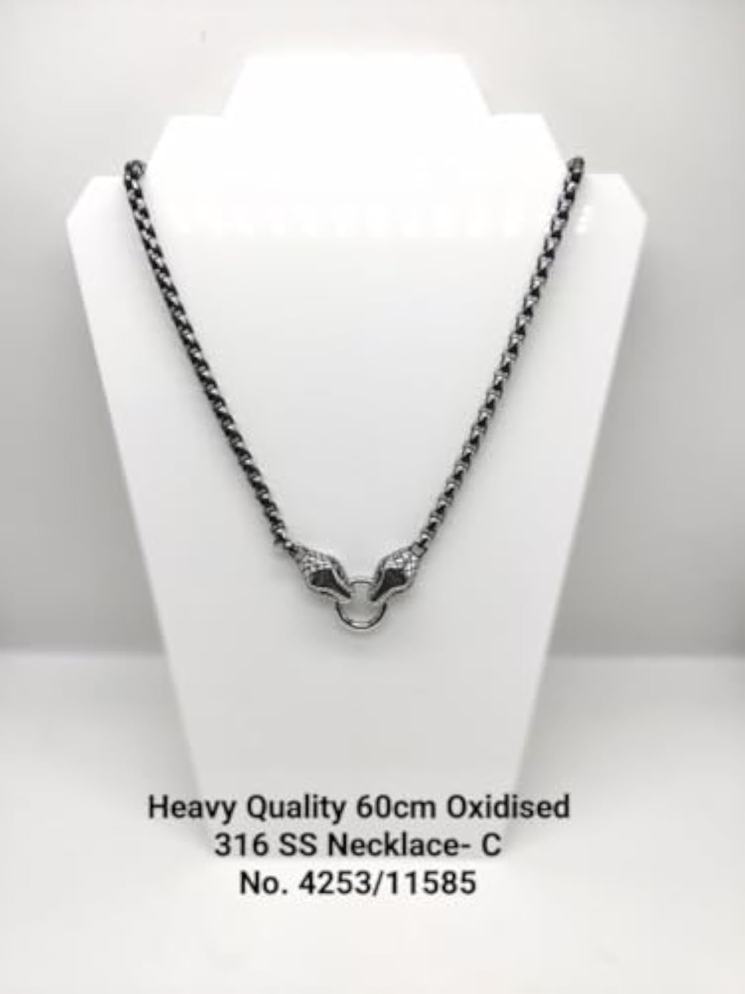 Men's Stainless Steel Snake Head Pendant Necklace, Gothic Punk Style