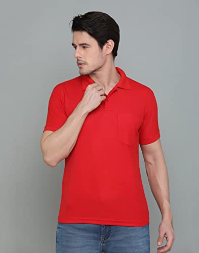 Image of INKKR Men's Polo Neck Half Sleeve Cotton Blend Regular Fit T-Shirt With Pocket