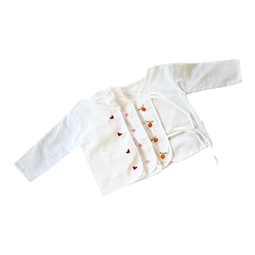 Image of Picksparrow Pure Cotton Embroidered Newborn Baby Clothes /Jhablas /Vests (Full Sleeve, Set of 3)