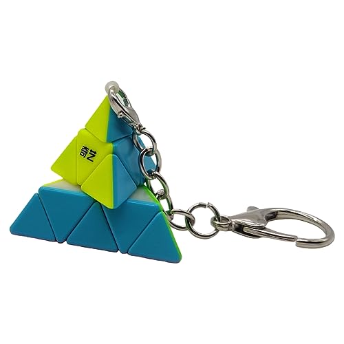 Image of Hawkister QiYi Mini Pyraminx Keychain Cube Stickerless 4.5CM Keyring Magic Cube Puzzle