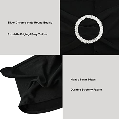 Image of Spandex Chair Sashes Bands, Black, 30PCS | Stretch Chair Ties Bows, With Buckle Slider, For Wedding Party Banquet Decoration