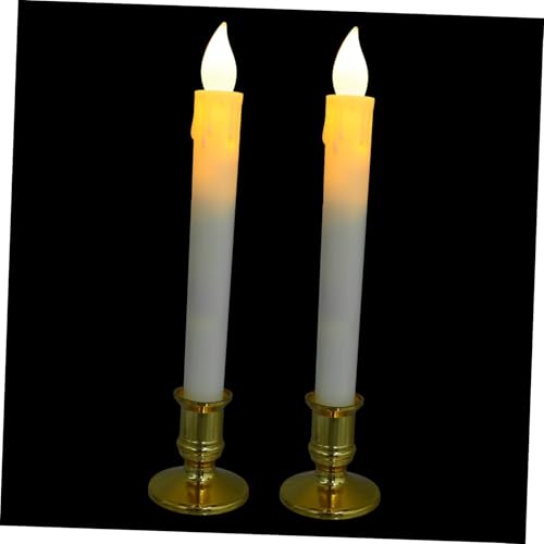 Holibanna 4 Pièces Bougie Artificielle Exploité Brûlant Vacillant Dirigé sans Flamme Bougies Lumière Effilée Conique LED Décorative LED Abdos Beige
