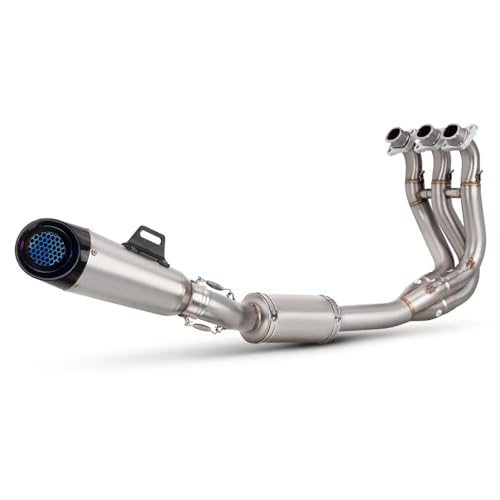 AEIOUPMMA Motorrad Auspuff Komplettsystem Vorne Verbindungsrohr Dreischichtiger Carbonkopf Schalldämpfer Escape Für Triumph Trident 660 2021-2024(A)