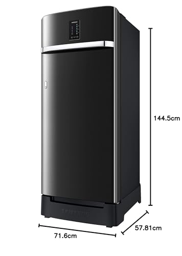 Image of Samsung 215L 3 Star Inverter Direct-Cool Single Door Digi-Touch Refrigerator Appliance (RR23C2F23BX /HL,Luxe Black) Base Stand Drawer