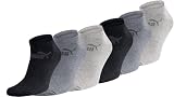 PUMA Unisex Sneaker Socken 6er Pack, Kurzsocken, Atmungsaktive Sportsocken -Anthrazite Melange, 43-46