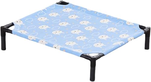 Conutoo ペットベッド 夏用 犬用 猫用 脚付き コット キャンプベッド 小型犬用高床式ベッド 猫の冷却ベッド 犬の冷却ベッド 高架猫ベッド 猫ハンモック 猫の寝床 通気性 寝床 猫用ベッド 犬用ベッド (70×55×15m,青いウサギ)