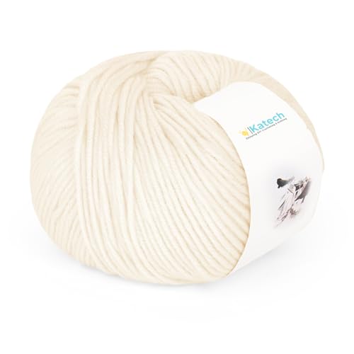 Image of Katech Cotton Yarn for Crocheting-55% Cotton 45% Acrylic-#3 DK (Light)-Super Soft Milk Cotton Yarn-Great Crochet and Knitting Starter Kit for Colorful Craft(Beige)