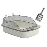 Open Litter Box Kitten Toilet Splashproof Cat Sandbox Cartoon Appearance Heighten 50x34x18cm Kitty Litter Pan Cat Litter Tray, Gray