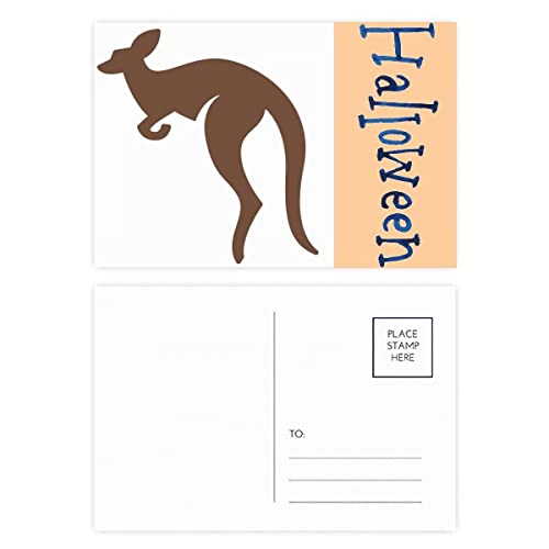 Cartes postales Halloween kangourou avec contour marron (lot de 20)