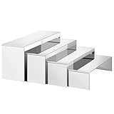 Luqvzxv Purse Display Stand, 4 Pcs Large Stainless Steel Silver Risers Display Stands for Food, Dessert, Cupcake, Shoe, Jewelry, Handbag, Figure