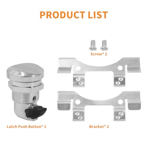 Image of Motorcycle Fuel Door Push Button Gas Oil Tank Cap Latch Kit Fit for Harley Electra Glide Road Glide Street Glide Tour Glide Tri Glide 1992-later (Chrome)