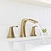 PARLOS Waterfall Widespread Bathroom Sink Faucet 2 Handles with Metal Pop Up Drain & cUPC Faucet Supply Lines, Brushed Gold, Doris