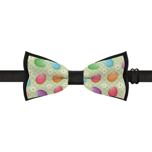 GoasNei Happy Easter Colorful Easter Eggs Bow Tie for Men Adjustable Necktie Funny Tie Neck Ties for Weddings Party
