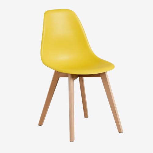 SKLUM Pack de 4 sillas de Comedor en Polipropileno y Madera de Haya Scand Nordic -