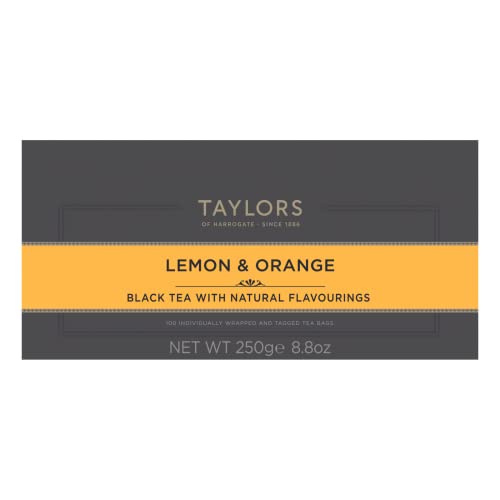 Taylors of Harrogate Wrapped Tea Bags, Lemon and Orange, 100 Count
