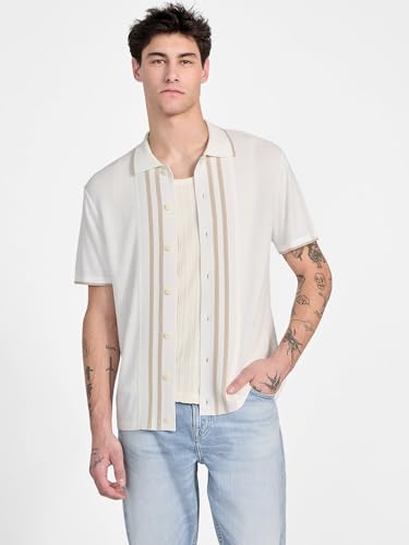GUESS Men's Eco Short Sleeve Tyler Stripe Sweater Polo4