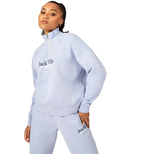 Jack Wills Womens Honeylane Half Zip Sweatshirt Quarter Sweater T Shirt Top Soft Blue 12 (M)