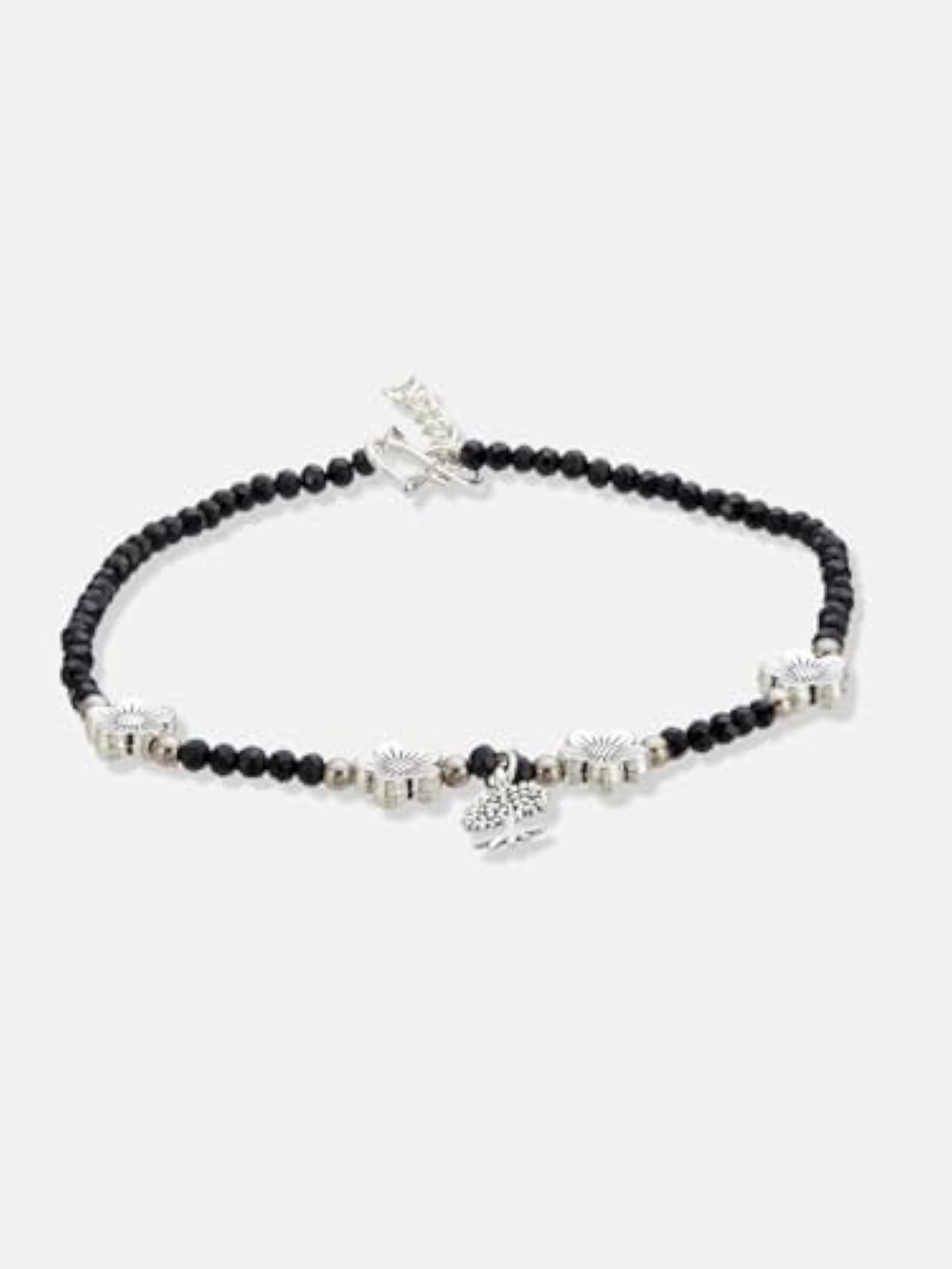 Set of 2 German Silver Plated Floral Shaped Anklets