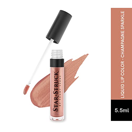 Image of STARSTRUCK BY SUNNY LEONE Glossy Liquid Lip Color, Nude Color | Highly Pigmented, Hi-Shine & Non-Sticky Formula | Lip Gloss For Girls, Women | Champagne Sparkle